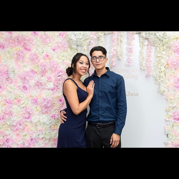 Long Navy dress with slit on the left side - Picture 7 of 7